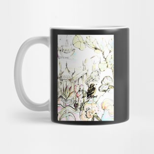 PRETTY ORIENTAL DECO PRINT PAGODA ASIAN ART POSTER FLORAL BIRD PRINT Mug